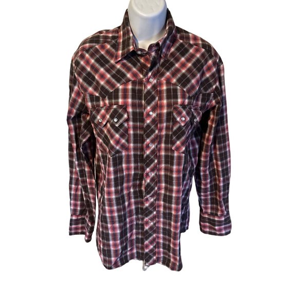 Wrangler western fashion snap front plaid blouse size M - Picture 1 of 7